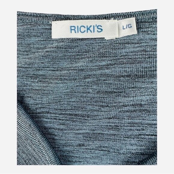 Rickis Cowl Neck Sleeveless Shirt Blue Merle Size L - Picture 3 of 6